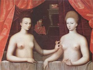 School of Fontainebleau Gabrielle d'Estrees and One of Her Sisters (mk05) Germany oil painting art